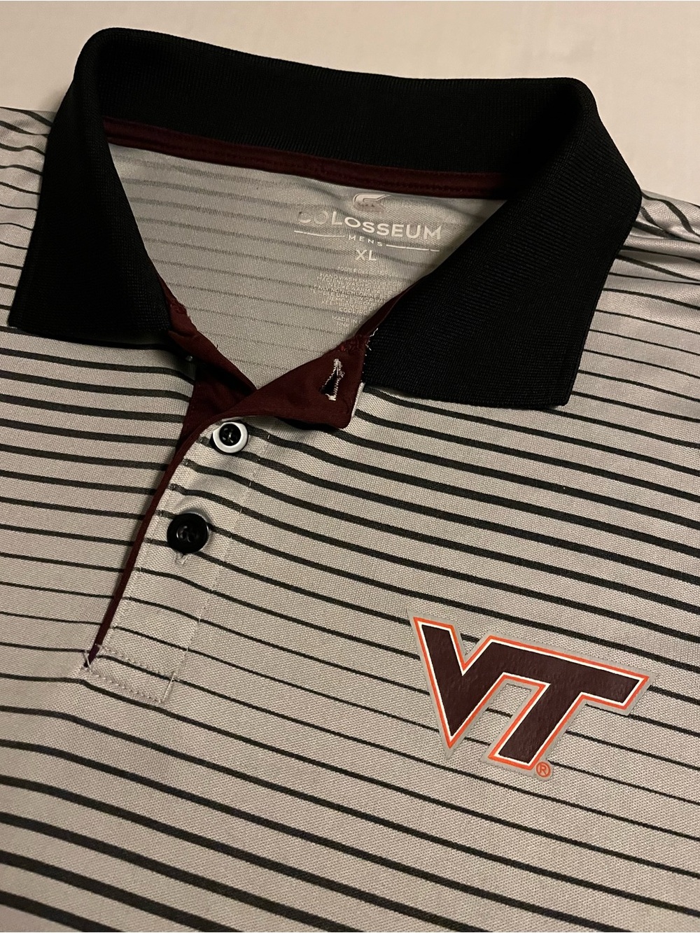 Virginia Tech VT Hokies Striped NCAA Short Sleeve Polo Shirt XL Football Golf